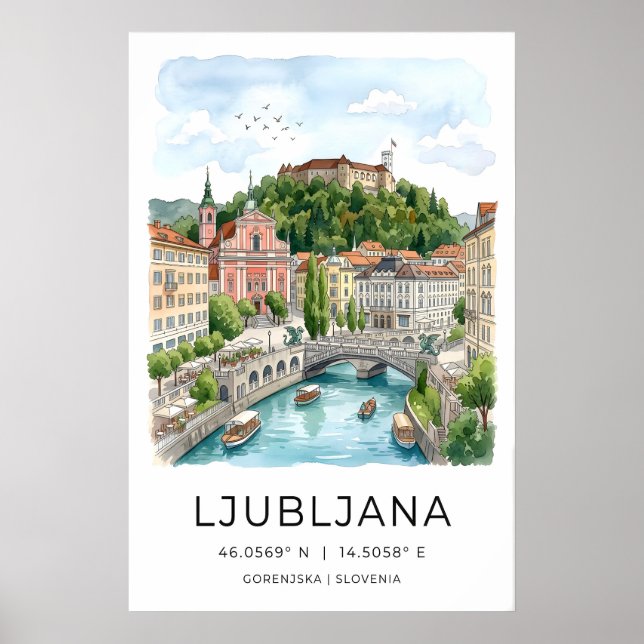 Impression d'art mural de Ljubljana Rivière et Châ (Devant)