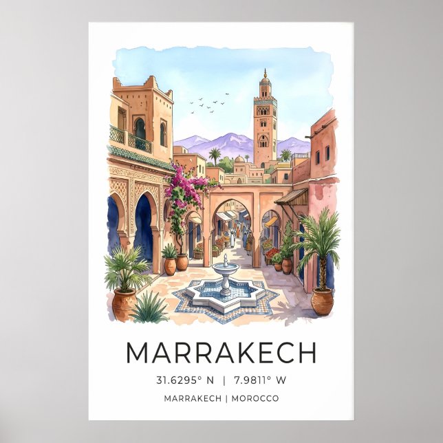 Impression d'art mural de Marrakech Paysage urbain (Devant)