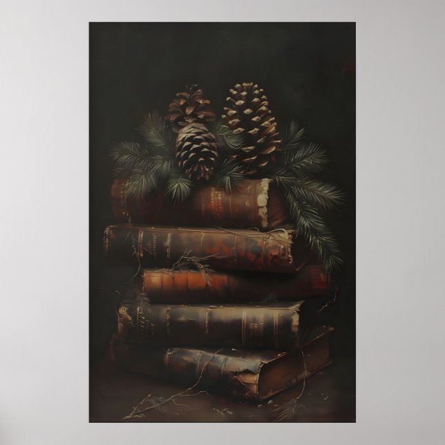 Impression d'art mural de Noël rustique de livres  (Devant)