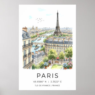 Impression d'art mural de Paris - Paysage urbain à