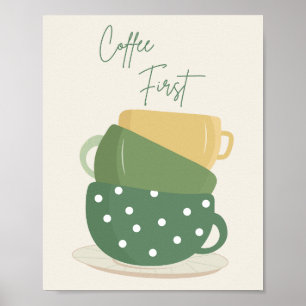 Impression d'art mural de tasses rétro boho "Café