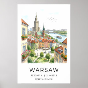 Impression d'art mural de Varsovie Paysage urbain