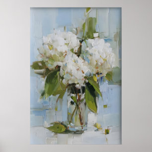 Impression d'art mural de vase d'hortensia vintage
