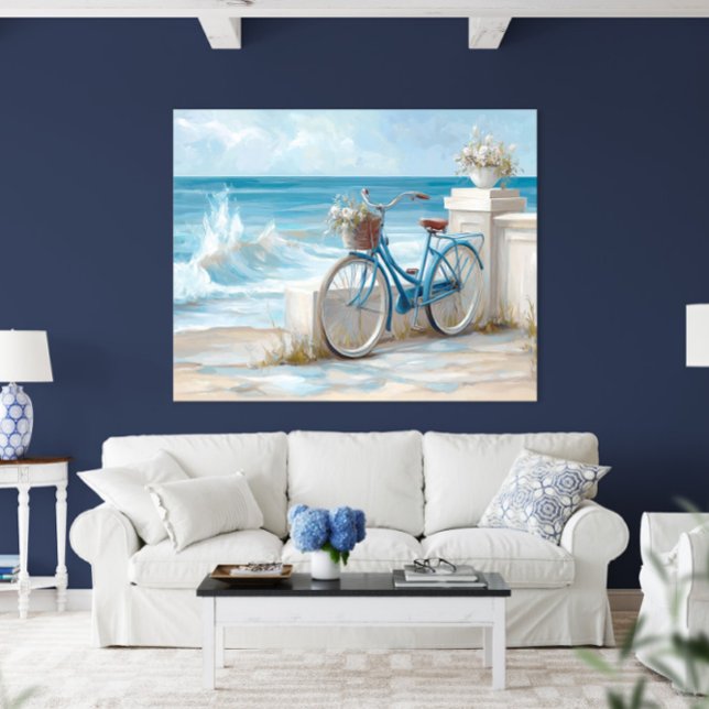 Impression d'art mural de vélo côtier | Affiche (Coastal Bicycle Seaside Wall Art Print | Poster by TinkPrints.)