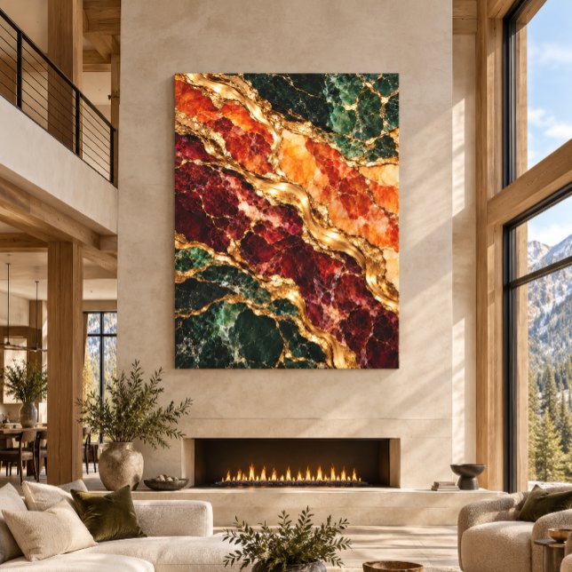 Impression d'art mural dramatique Kintsugi | Foi c (Luxury Agate Geode Large Wall Art, Modern Abstract Living Room Decor.)