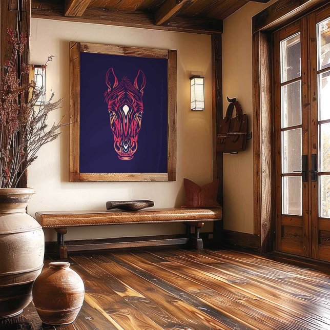 Impression d'art mural du Cheval du Zodiaque Chino (Chinese Zodiac Horse Wall Art Print Rustic Farmhouse by TinkPrints.
)