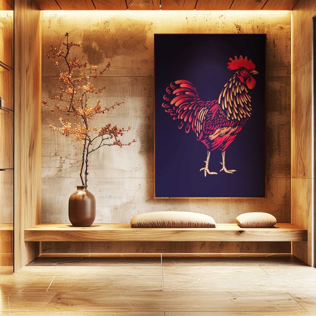 Impression d'art mural du Coq du Zodiaque Chinois  (Chinese Zodiac Rooster Wall Art Print | Rustic Home Decor by TinkPrints)