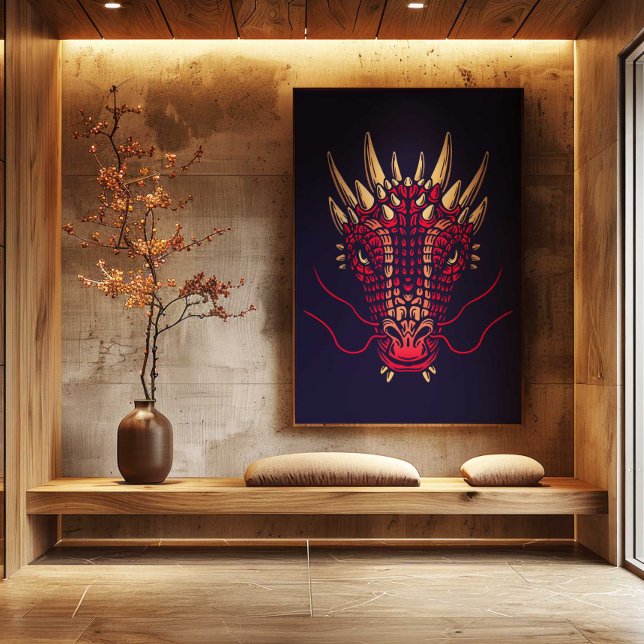 Impression d'art mural du Dragon du Zodiaque Chino (Chinese Zodiac Dragon Wall Art Print Japandi Decor by TinkPrints.)