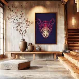 Impression d'art mural du rat du zodiaque chinois
