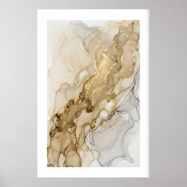 Impression d'art mural en or aspect métal liquide  (Devant)