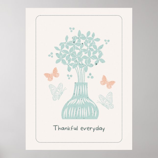 Impression d'art mural Fleurs Papillons Vase sarce (Devant)