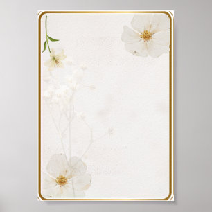 Impression d'art mural floral blanc élégant G