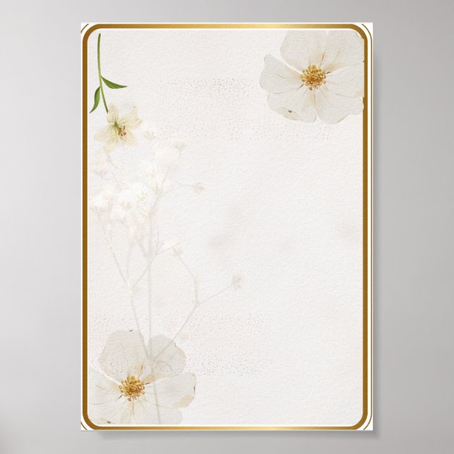 Impression d'art mural floral blanc élégant | G (Devant)