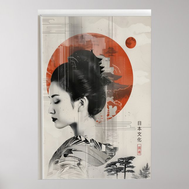 Impression d'art mural Geisha moderne - Japonais B (Devant)