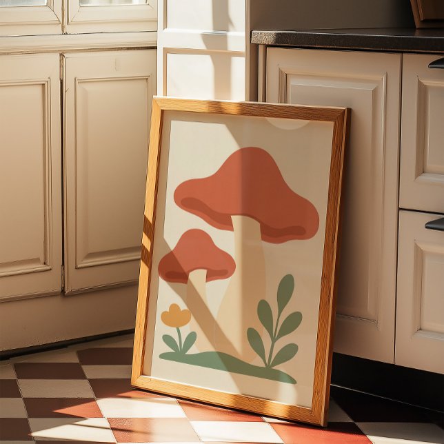 Impression d'art mural minimaliste de champignons  (Créateur téléchargé)