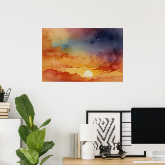 Impression d'art mural minimaliste Lever de soleil
