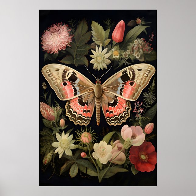 Impression d'art mural papillon botanique, Dark Ac (Devant)