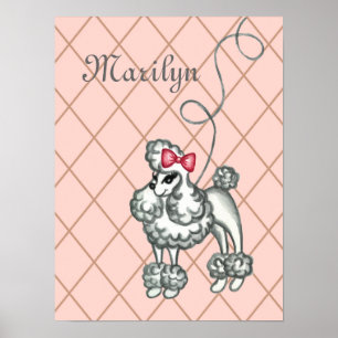 Impression d'art mural rose personnalisée Caniche 