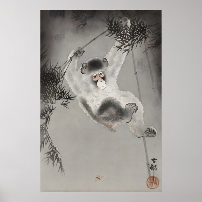 Impression d'art mural singe japonais Animal zen v (Devant)