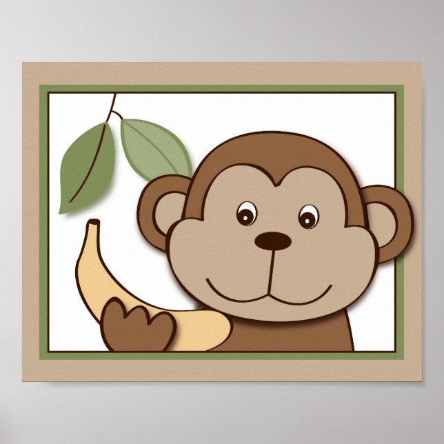 Impression d'art mural singe jungle bébé zoo 20x25 (Devant)