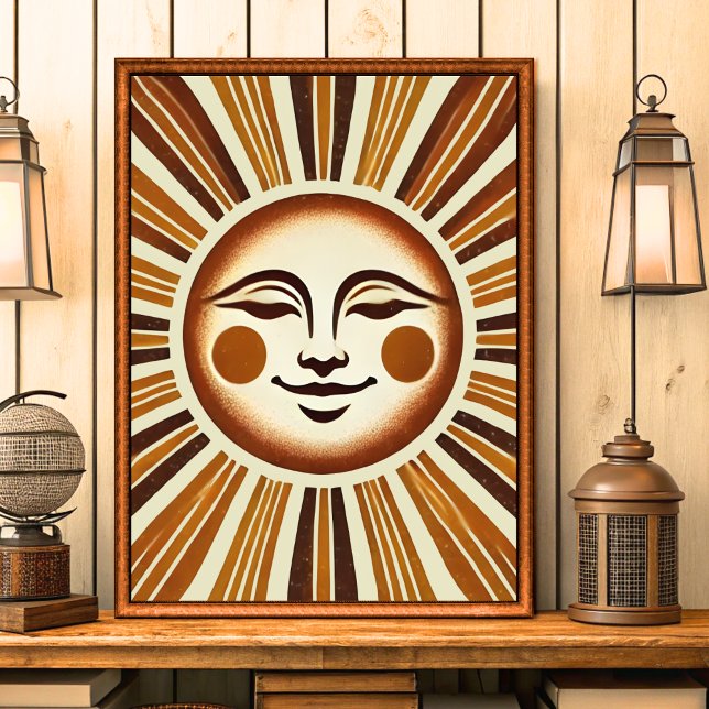 Impression d'art mural Soleil Bohème Vintage Doré (Créateur téléchargé)