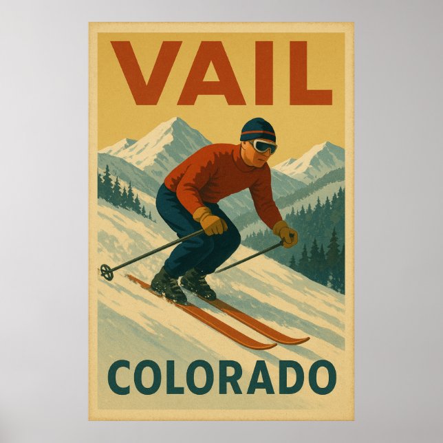 Impression d'art mural Vintage Ski Vail, Affiche r (Devant)