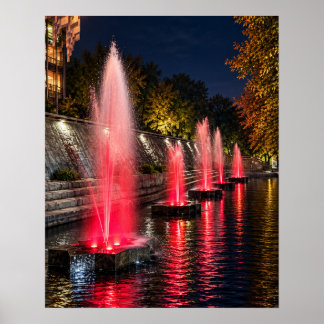 Impression d'art non encadrée Red Fountain Night 1