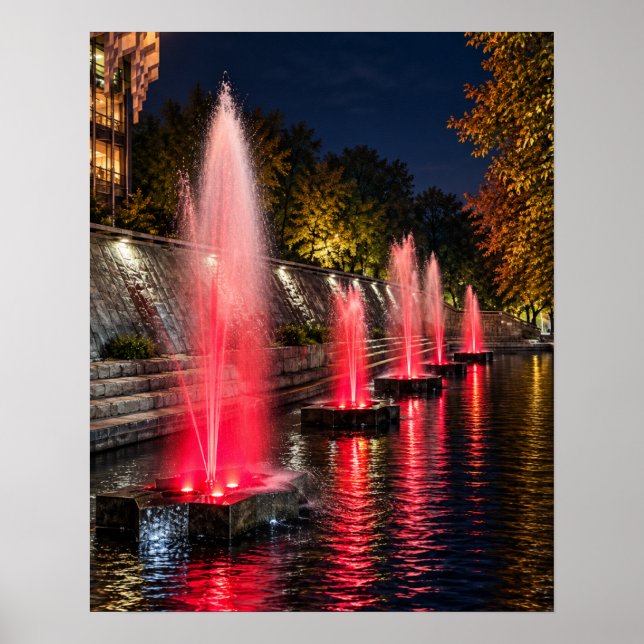 Impression d'art non encadrée Red Fountain Night 1 (Devant)