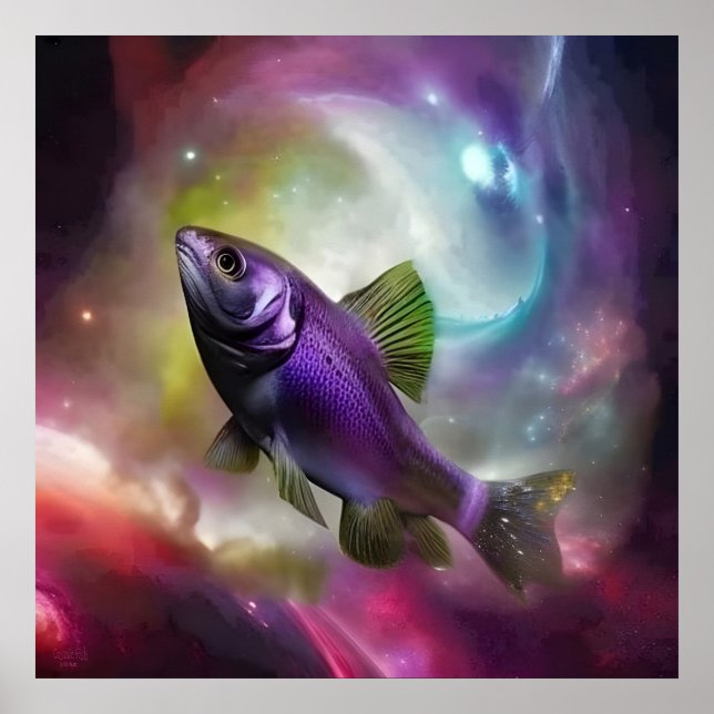 Impression d'art numérique de fantaisie IA Poisson (Devant)