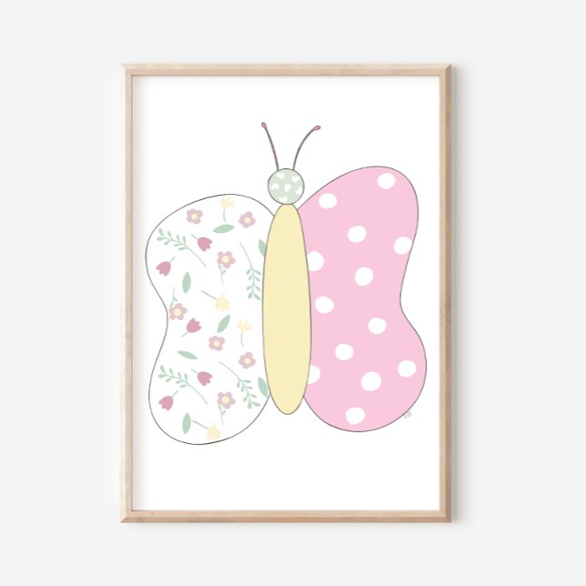 Impression d'art papillon matelassé sur fond blanc (Créateur téléchargé)