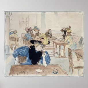 Impression d'art parisien français vintage Au Café
