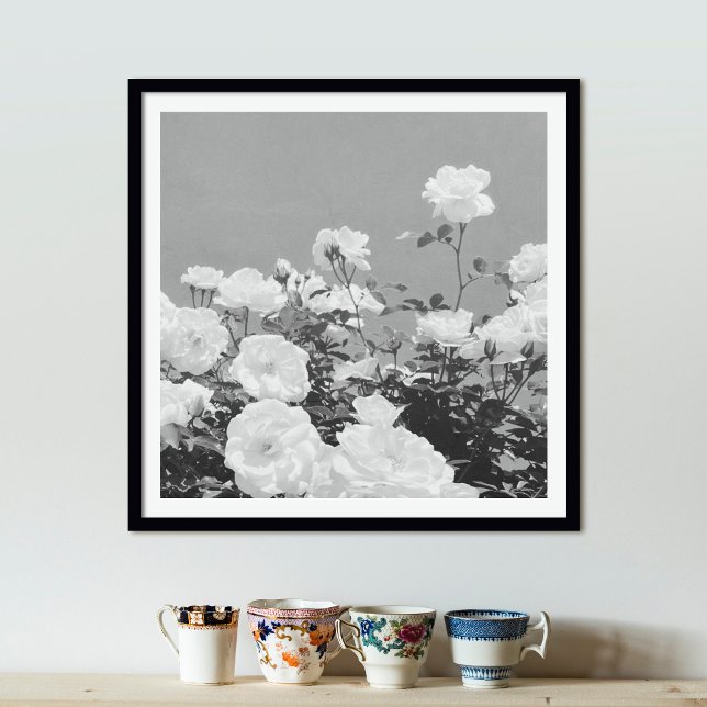 Impression d'art photo de jardin floral Roses gris (Créateur téléchargé)
