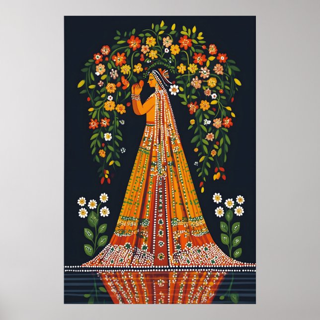 Impression d'art Pichwai Femme indienne traditionn (Devant)