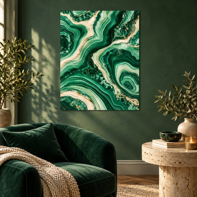 Impression d'art pliée de rivière en malachite (Unframed paper art print. All texture effects are printed. Room styling props are not included.)