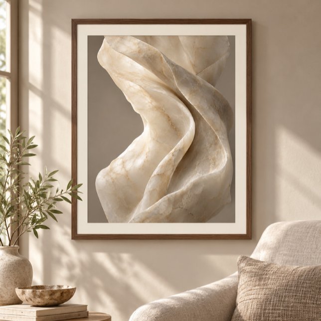 Impression d'art pliée en albâtre (Styled display of Alabaster Fold Art Print. Frame, mat and furnishings shown for illustration; select framing options separately.)
