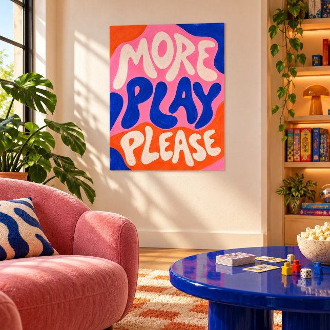 Impression d'art Plus de jeu s'il vous plaît (Unframed paper art print. All texture effects are printed. Room styling props are not included.)