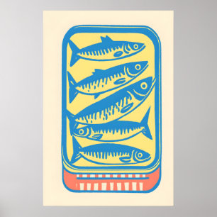 Impression d'art pop de boîte de sardines rétro Mi