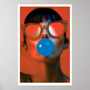 Impression d'art Pop Femme avec Bulles qui éclaten