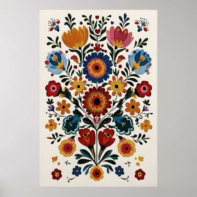 Impression d'art populaire mexicain Giclée florale (Devant)