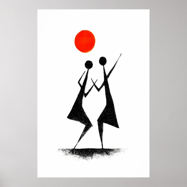 Impression d'art populaire Warli Scène de danse mi (Devant)