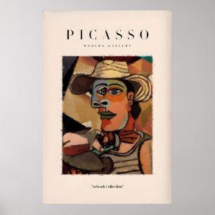 Impression d'art Portrait Abstrait Chapeau de Pail