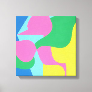 Impression d'art rose et vert en couches abstraite