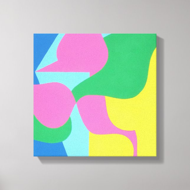 Impression d'art rose et vert en couches abstraite (Recto)