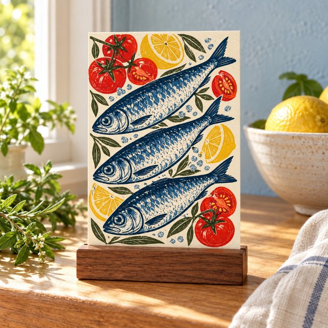 Impression d'art Sardines et Sel Marin (4 x 6 inch unframed semi-gloss print. Flat printed artwork. Styled scene; props not included.)