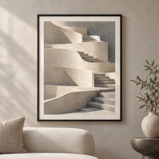 Impression d'art Silence Terrassé (Styled display of Terraced Silence Art Print. Frame, mat and furnishings shown for illustration; select framing options separately.)