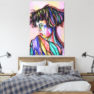 Impression d'art sur toile de dame peinte