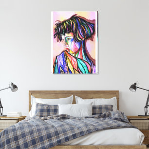 Impression d'art sur toile de dame peinte