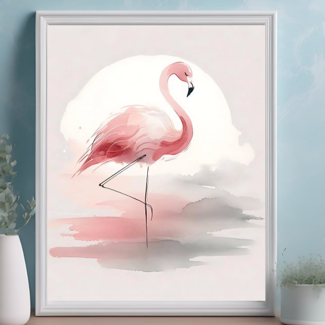 Impression d'art tropical minimaliste flamant rose (Créateur téléchargé)