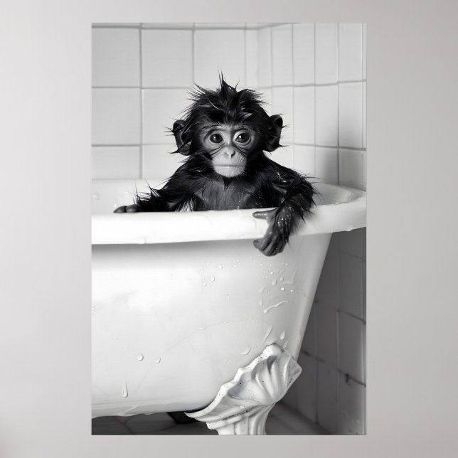Impression de bain moussant de singe drôle Salle d (Devant)