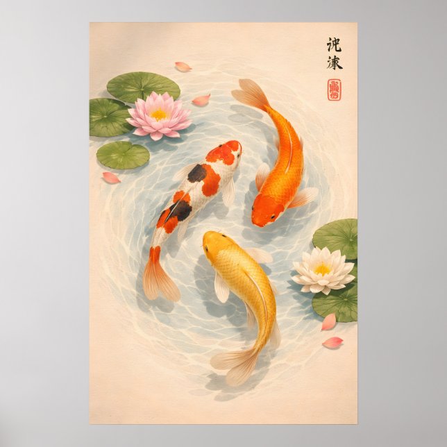 Impression de bassin de carpes koï japonaises, nén (Devant)